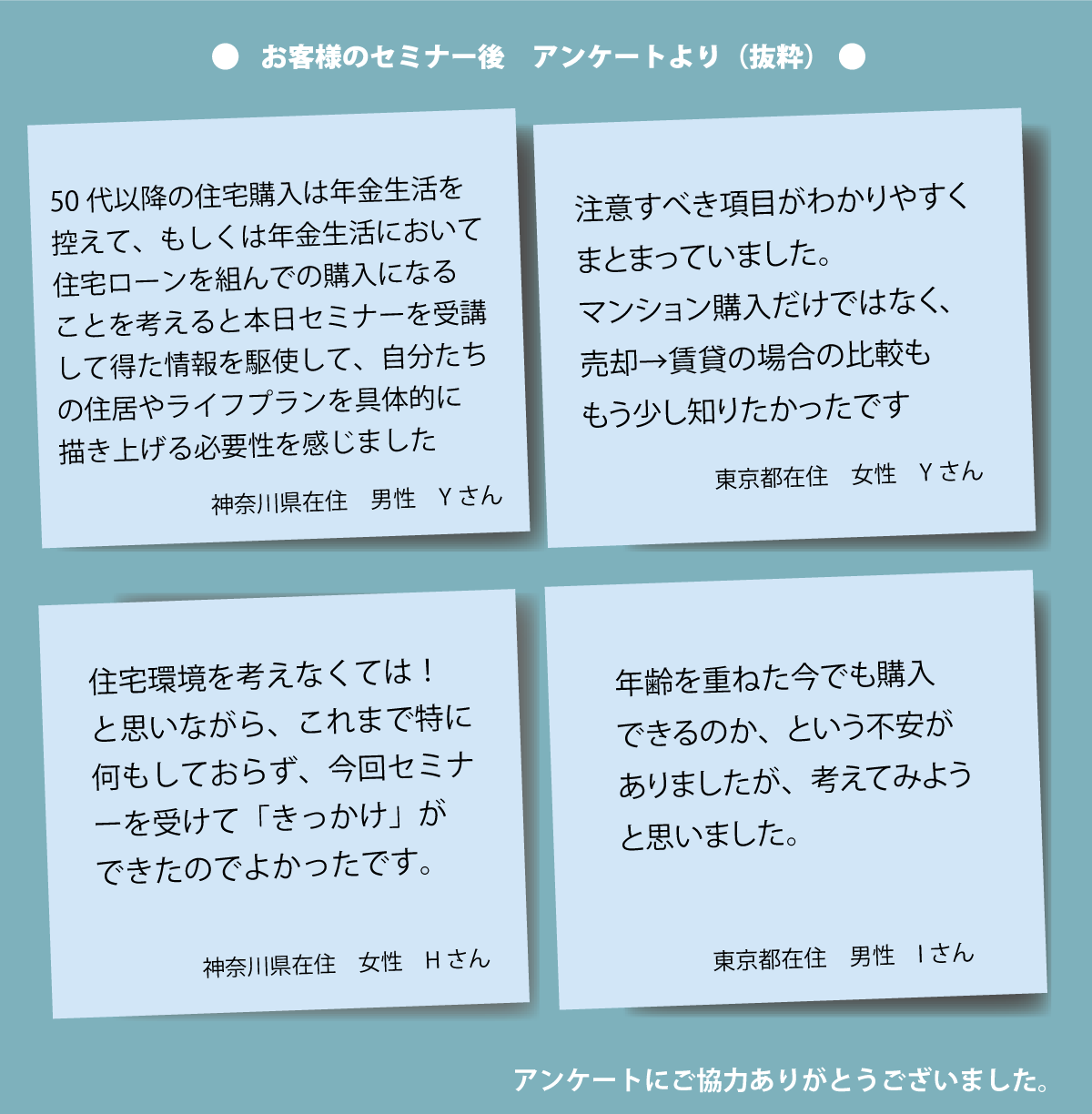 50代からのはじめての住まいセミナーアンケート